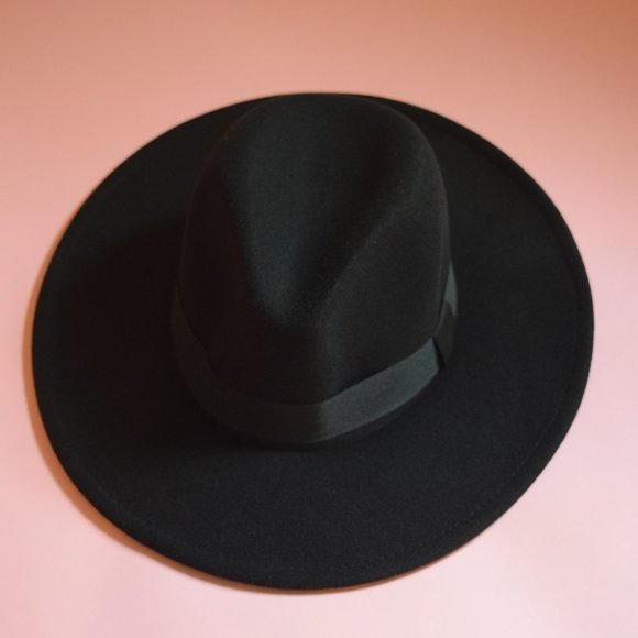 Accessories - BLACK WIDE BRIM FEDORA HAT